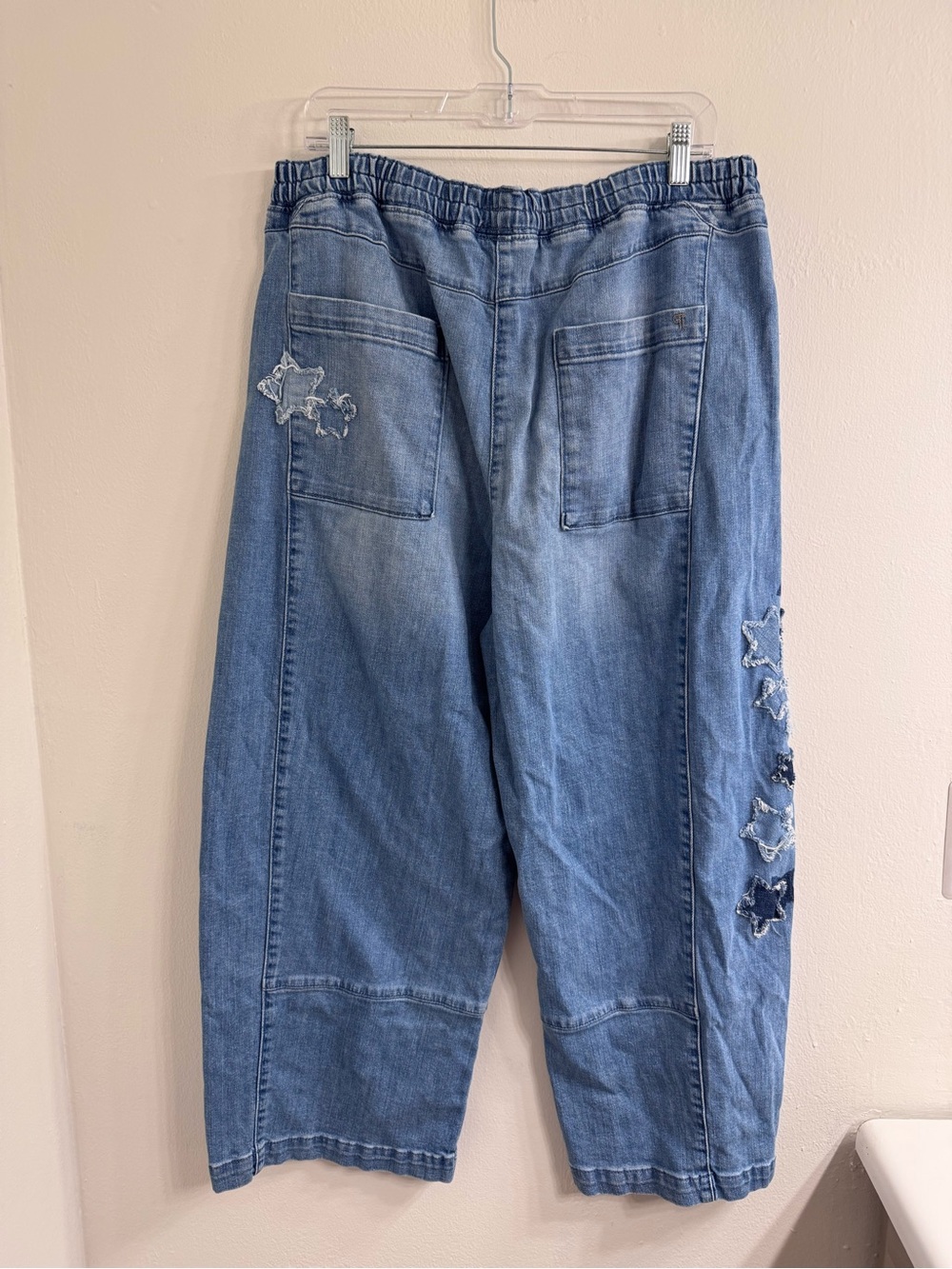 Pilcro Blue Denim Star-Appliqué Wide Leg Jeans - Picture 5 of 5